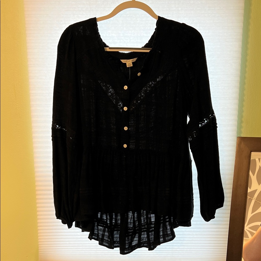 American Eagle Outfitters Black Lace Blouse